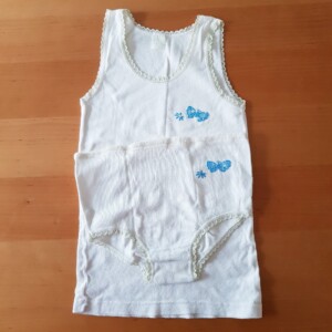 Set Garnitur Mädchen Unterwäsche Gr. 116 weiß/blau