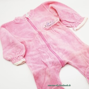 Vintage, rosa Baby Strampler mit Füßen